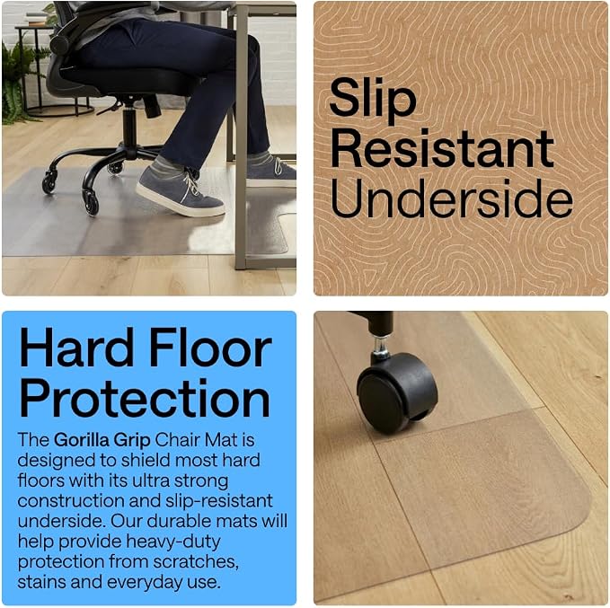 GORILLA GRIP Slip Resistant Clear Office Chair Mat - Image 3