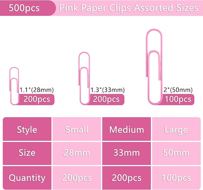 FUDAO FAMILY 500pcs Paper Clips Assorted Sizes, Medium and Large（1.1inch - Image 2