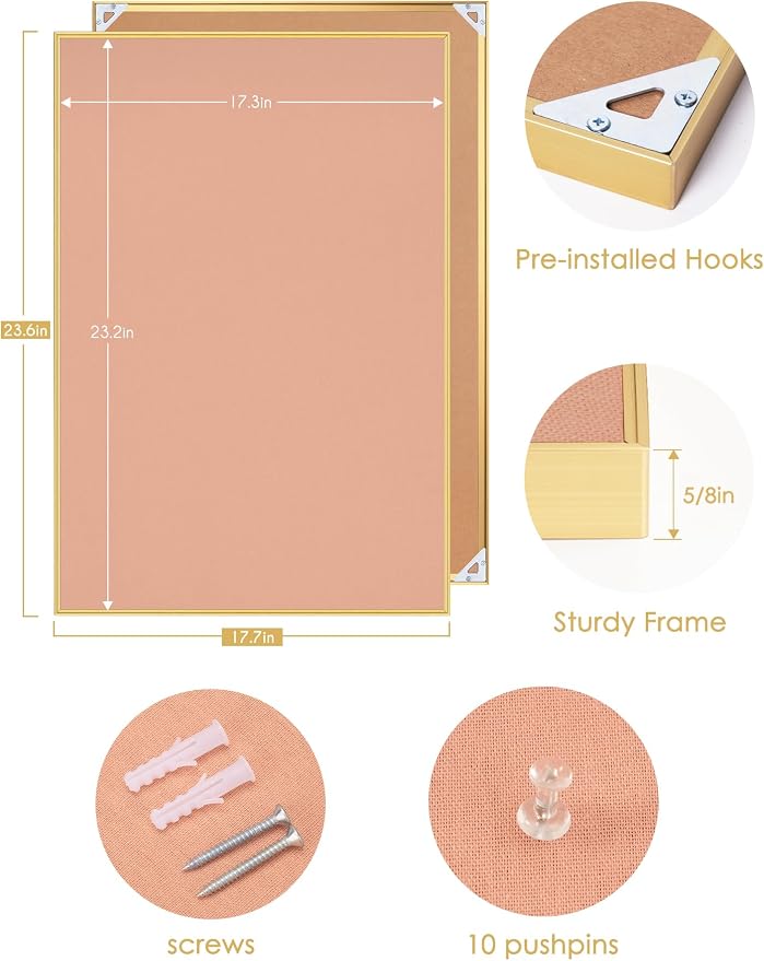 Bulletin Board 23.6 x 17.7 inches, Blush Coral Pin Board - Image 6