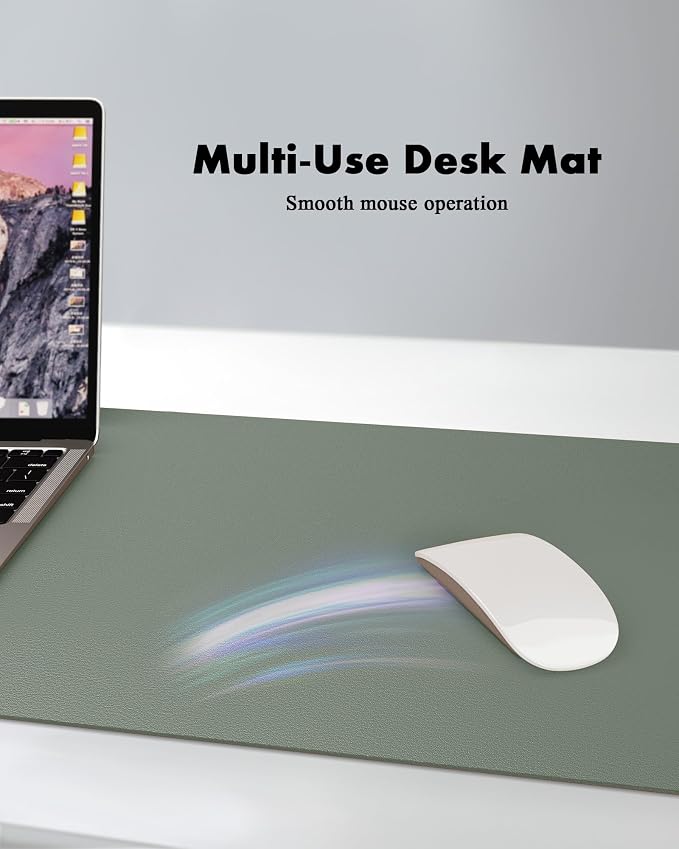 YSAGi Double-Sided Desk Pad, 31.5"x15.7"Leather Desk Mat, Eco Cork Desk Pad - Image 3