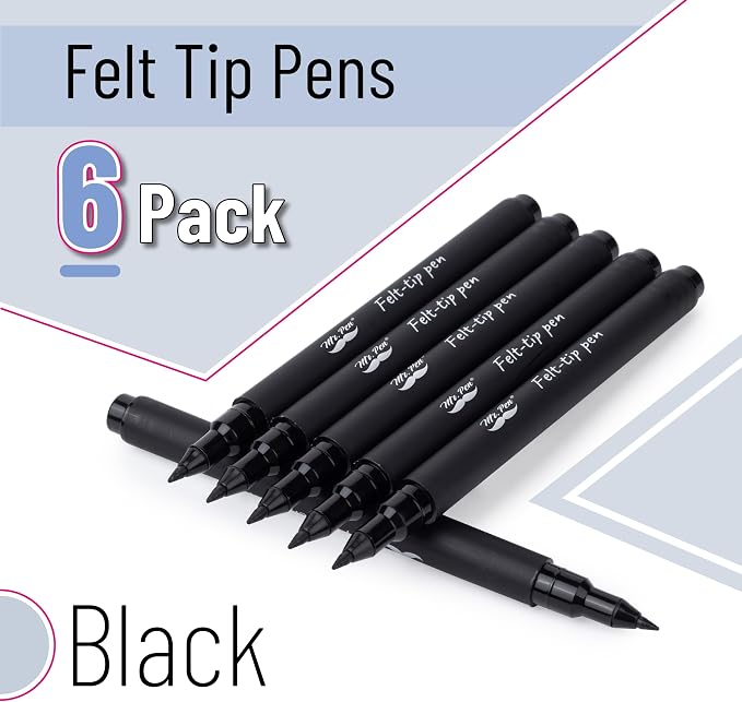Mr. Pen- Black Felt Tip Pens, Fine Point, 6 Pack, Fast Drying, No Smear | Bible - Image 2