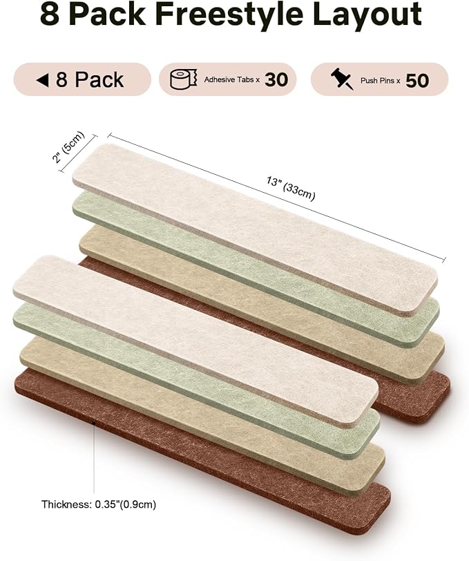 Small Cork Bulletin Board Tiles, Felt Wall Decor and Office Desk Accessories - Image 2