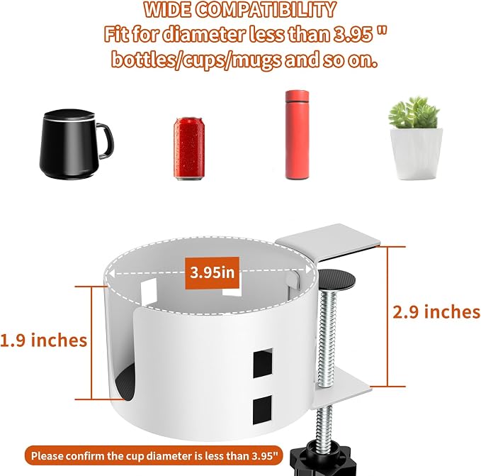 Upgraded Large Desk Cup Holder Clamp, Anti-Spill Cup Holder - Image 6
