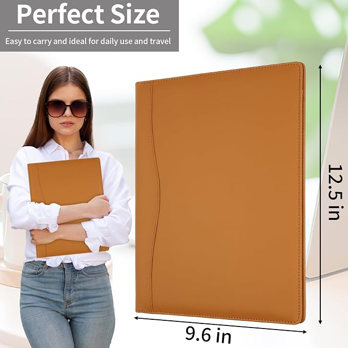 MOWPOG Professional Padfolio Portfolio Binder, Faux Leather Interview Resume - Image 4