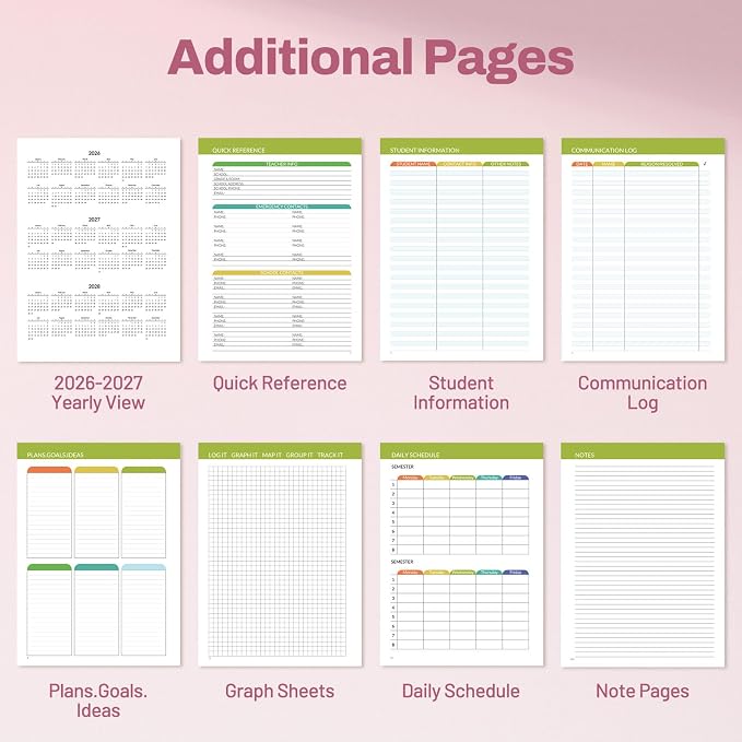 SUNEE Teacher Planner 2026-2027 Academic Year, 7 Periods Lesson Plan Book Jul - Image 5