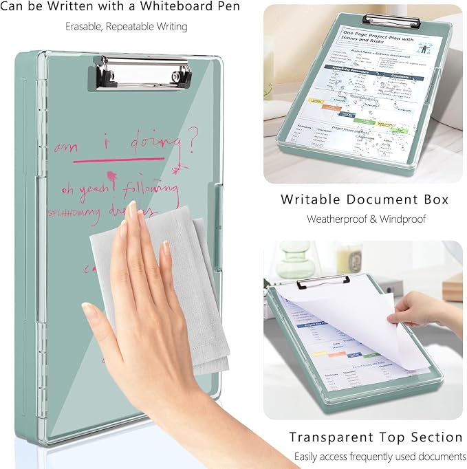 SFLHHDM Clipboard with Storage, Heavy Duty Clip Boards 8.5x11 with 2 Storage - Image 4