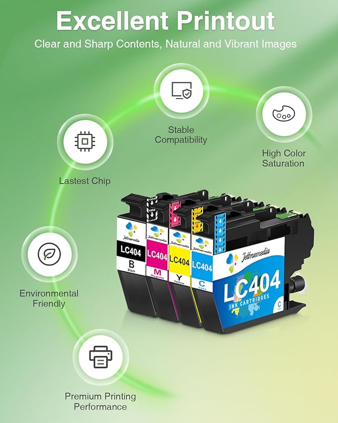 4Pack LC404 Ink Cartridges for Brother Printer MFC-J1205W Replacement for Brother LC 404 LC-404 Ink Cartridges for MFC-J1205W MFC-J1215W Printer(Black Cyan Magenta Yellow)-DeskLoop Office
