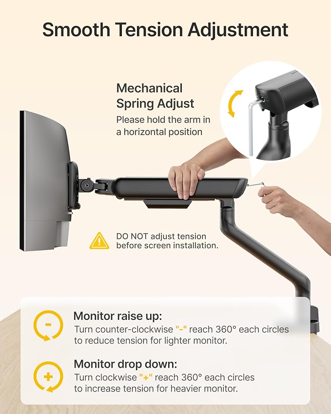 monTEK Single Monitor Arm, Mechanical Spring Monitor Arm - Image 9