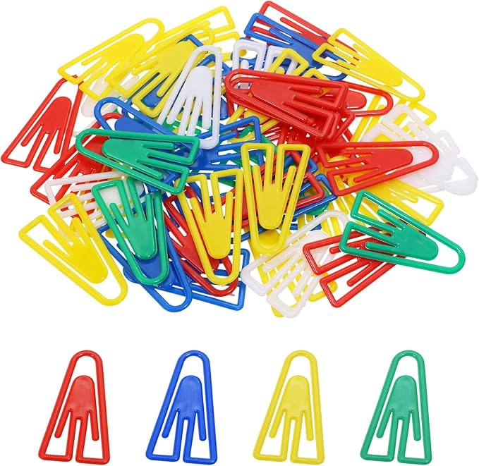 Tupalizy 50PCS Plastic Paper Clips Bookmarks Smooth Colored Paperclip Clamp by Tupalizy