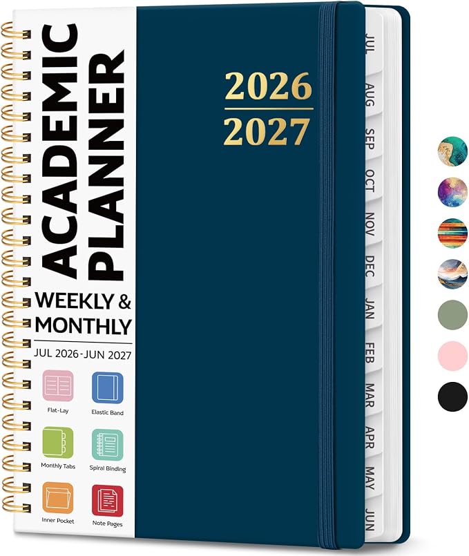 Academic Planner 2026-2027, Weekly and Monthly Calendar Planner Book, July 2026 by JEJEGO
