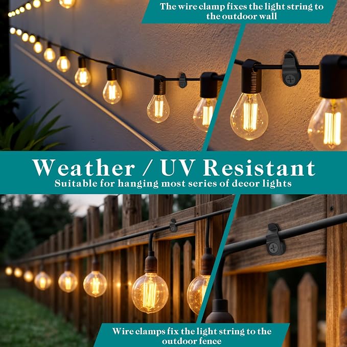 Outdoor String Lights Clips, Weatherproof Cable Hanger Hooks - Image 3