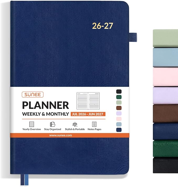 SUNEE 2026-2027 Weekly & Monthly Hardcover Planner 5.5" x 8.3" by SUNEE