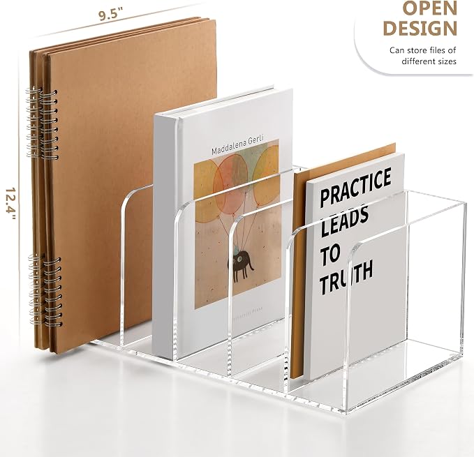 SANRUI Acrylic Magazine Holder Desk Organizer Workspace Sorters - Image 3