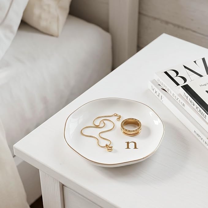 Ceramic Jewelry Tray, Personalized Initial Jewelry Dish - Image 6