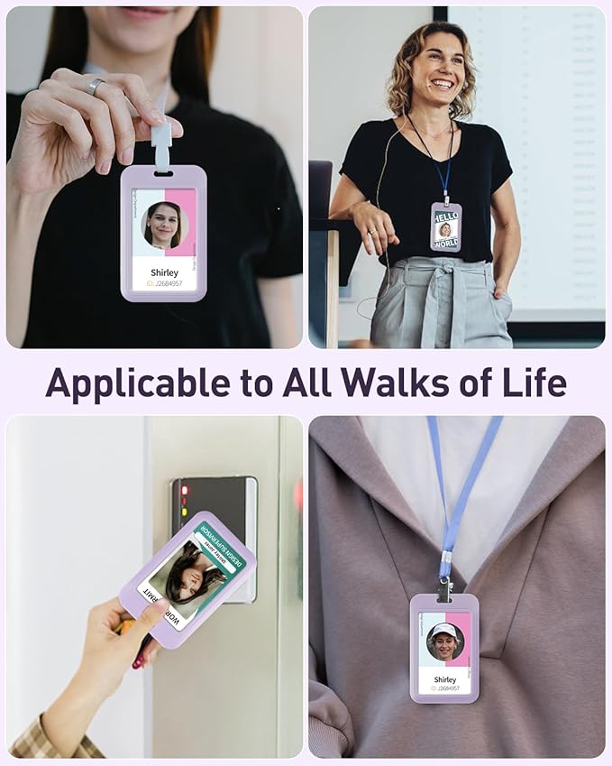 Uniclife 6 Pack Sliding ID Badge Holder Vertical Hard Plastic Case - Image 5