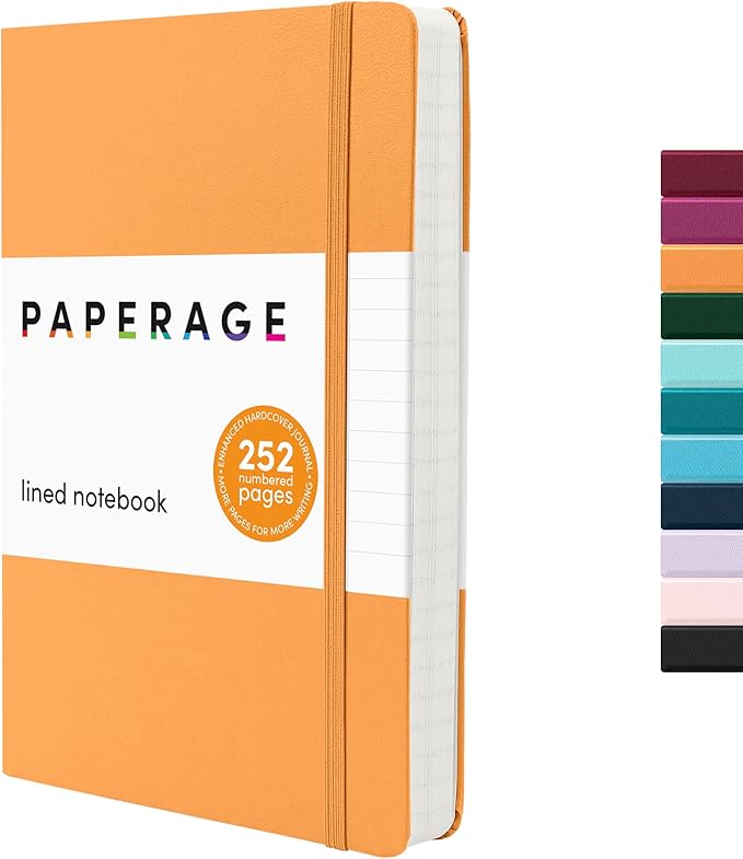 PAPERAGE Lined Journal Notebook, (Marigold), 252 Pages, Medium 5.6 in x 8 in - 100 GSM Thick Paper – Hardcover Journaling Notebook for Work, School & Note Taking-DeskLoop Office