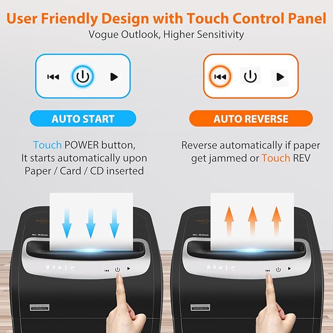 Paper Shredder for Home Office Heavy Duty with 60 Mins Running with US Patented Cutter,Shred CD/Card with Extra Large Bin,AUTO Jam Proof(ETL) (25-Sheet Cross Cut)-DeskLoop Office