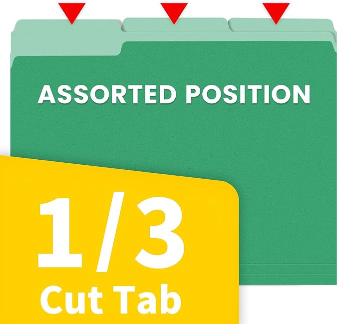 SUNEE File Folders Letter Size Green, 100 Pack Manilla Folders 8.5 x 11 1/3-Cut - Image 4