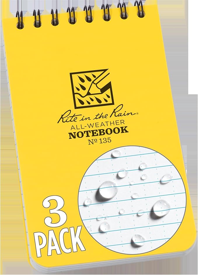 Rite in the Rain Weatherproof Top Spiral Notebook, Universal Pattern, 3 Pack by RiteintheRain