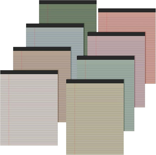Fuutreo 8 Pcs 8.5'' x 11'' Colored Legal Pad Writing Pads Narrow Ruled 50 Sheets Per Notepad Perforated Writing Notepad Office Supplies for College Office Business (Pastel Color)-DeskLoop Office