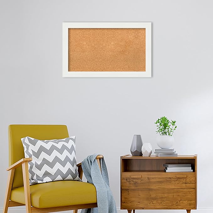 Amanti Art Natural Cork Board for Wall, 19x31 Vision Board with White Frame, Medium Corkboard Office Decor for Home Organization, Casual Corkboard Pinboard to Display Items for Home Organization in-DeskLoop Office