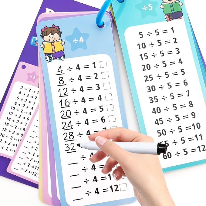 1-12 Division Flash Cards, Large Math Table Flashcards, Including 15 Cards by Anemeeoke