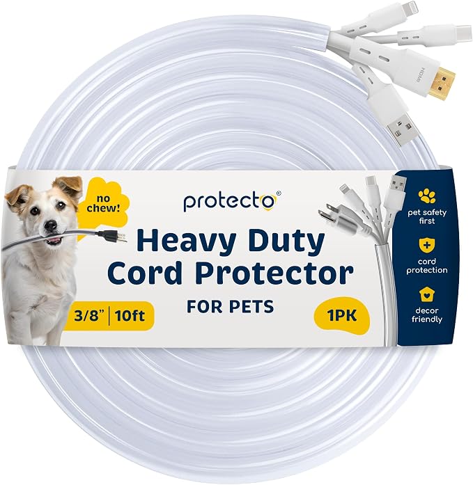 PROTECTO Heavy Duty Cord Protectors from Pets No Chew Solution, 10ft Easy to by protecto