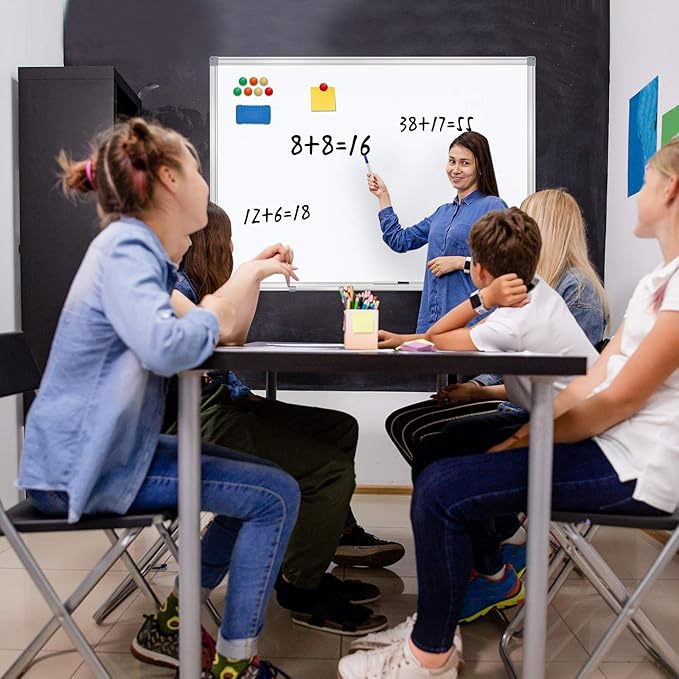 H-Qprobd 4' x 4' (2 Pack) Dry Erase Board for Wall Magnetic Presentation Whiteboard with Long Pen Tray, Wall-Mounted White Boards for Home, Office & School-DeskLoop Office