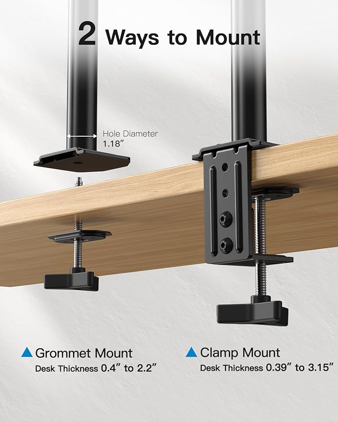 HUANUO Dual Monitor Mount for 2 Monitors up to 30 inches, Heavy Duty Dual Monitor Stand Holds up to 22 lbs, Dual Monitor Arm with Height Adjustable Tilt Swive Rotate, VESA Hole 75mm or 100mm-DeskLoop Office