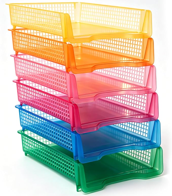 Geetery Set of 6 Turn in Trays Classroom Plastic Trays by Geetery