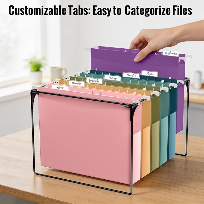 6 Pack Hanging File Folders Letter Size, Plastic Hang Folders, Heavy Duty - Image 4