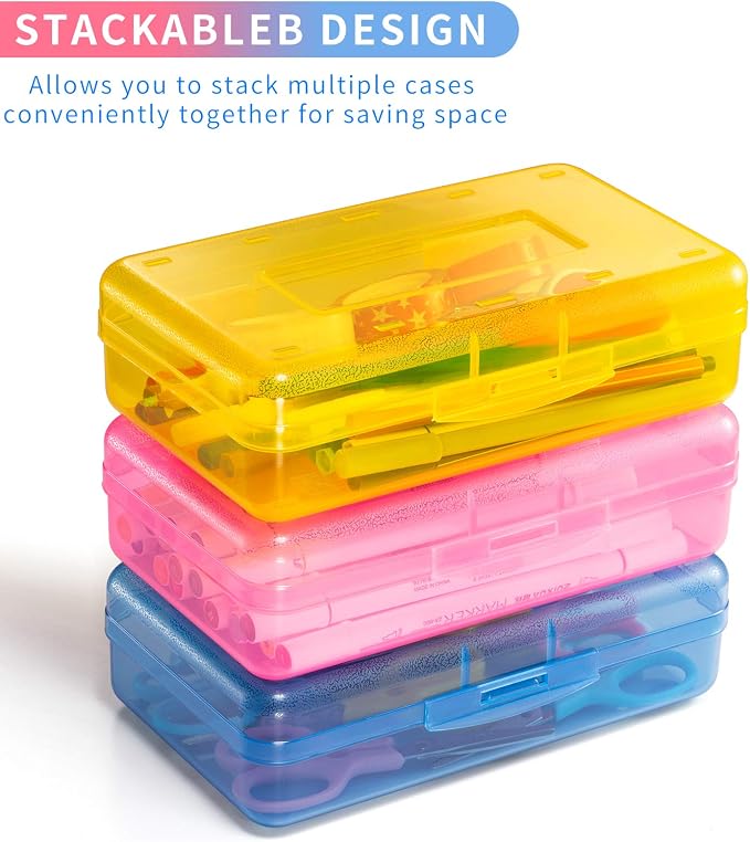 Sooez 3 Pack Pencil Case, Large Hard Pencil Box Bulk, Plastic Storage Container - Image 5