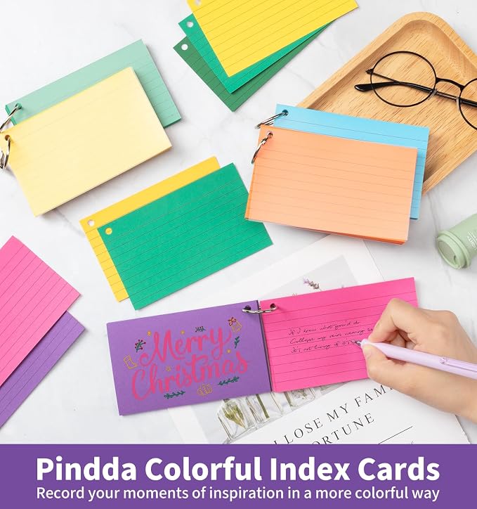 250 Count Colored Index Cards for Studying, 3x5 Inch Ruled Flash Cards 10 - Image 6