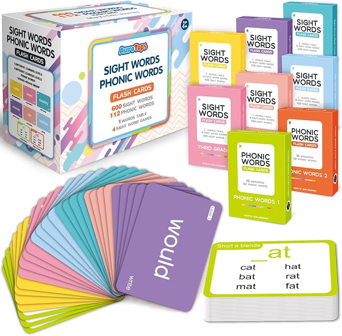 712 Sight Words/Phonics Flash Cards, Dolch & Fry High Frequency Site Words by AuroTops