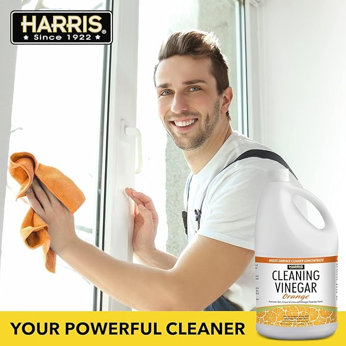 HARRIS Cleaning Vinegar All Purpose Household Surface Cleaner, 128oz (Orange) with Easy Pour Funnel Included-DeskLoop Office