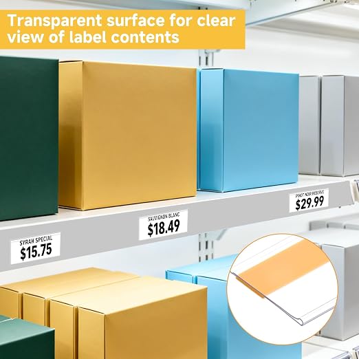 50 Pcs Shelf Label Strips 1.5''H x 48''L Self Adhesive Label Holder - Image 2