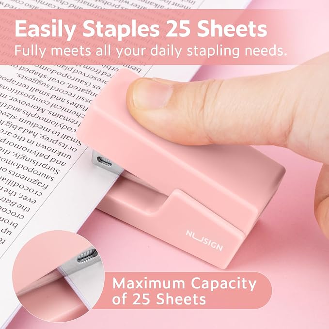NUSIGN Mini Stapler with 830 Staples, Small Cute Desk Staplers, 25 Sheet - Image 2