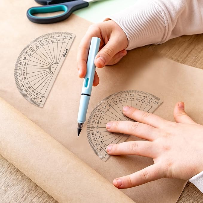 Zonon 3 Pcs 4 Inch Clear Plastic Protractor Bulk Math Protractors Set 180 Degrees Geometry Drafting Tools for Classroom Industry Office Back to School Supplies-DeskLoop Office