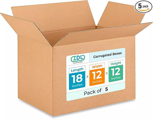 Medium Shipping & Moving Boxes 18 x 12 x 12 inches by IDLPackaging