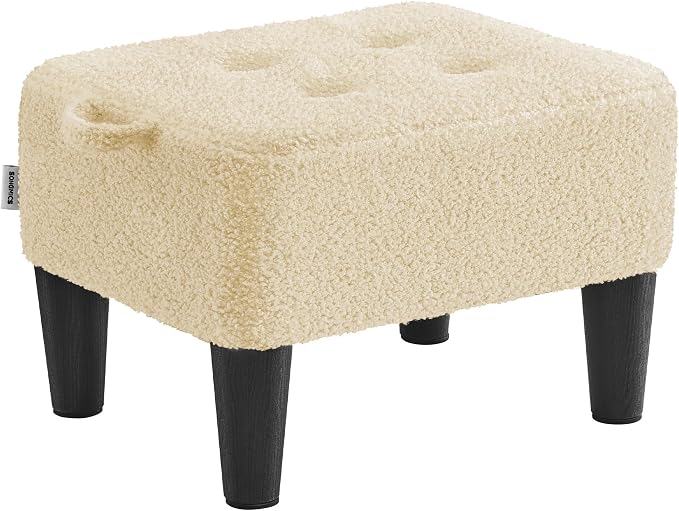 SONGMICS Foot Stool, Small Teddy Fleece Footstool Ottoman by Unknown