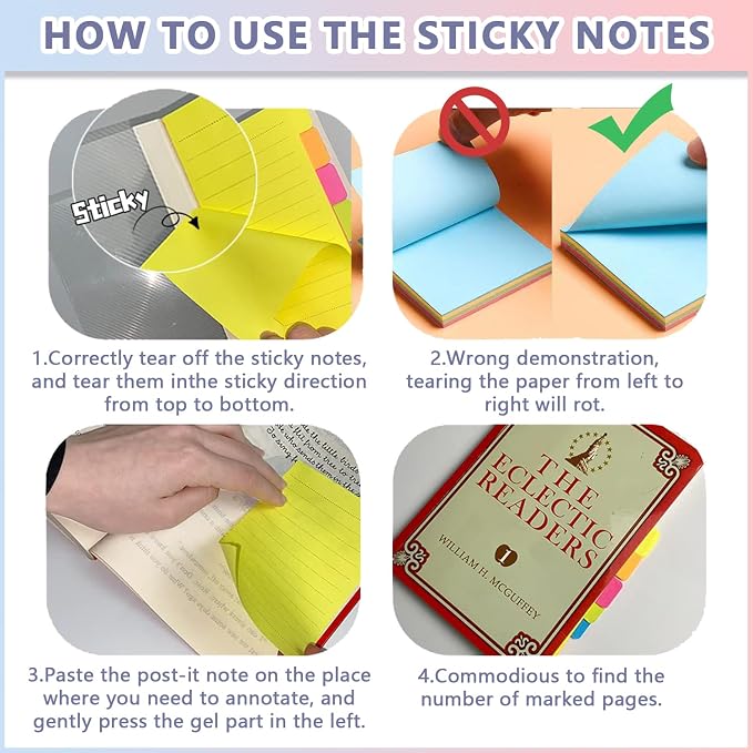 Sticky Notes Set Tabs, 410 Pack, Divider Sticky Notes Office Supplies, Planner - Image 6