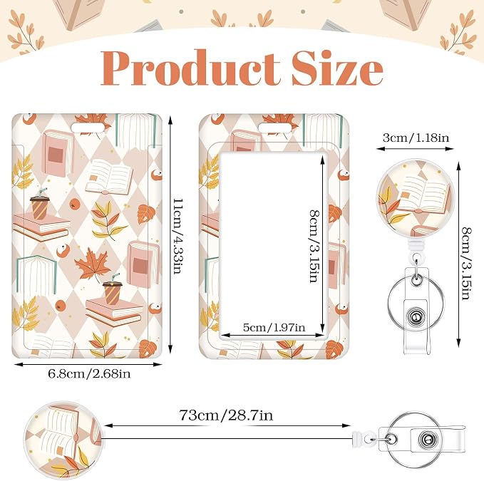 3 Set Badge Holder Retractable Reel Book Pattern ID Badge Holders - Image 2