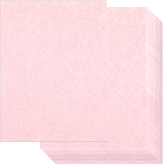 Epakh 200 Sheets Old Age Parchment Paper 8.5 x 11 Inch Standard Letter Vintage Colored Old Parchment Semblance Double Side Printing Paper(Light Pink)-DeskLoop Office