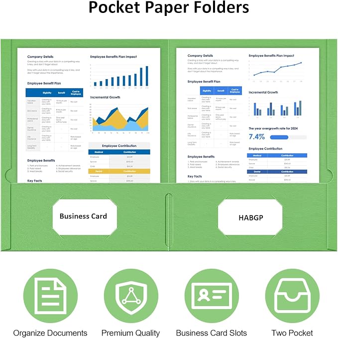 HABGP Two Pocket Folders, 100 Pack 2 Pocket Folders Fit Letter Size Paper - Image 3