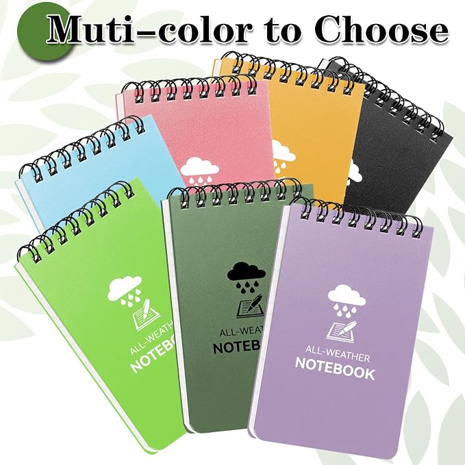 COIDEA Waterproof Notebook, 4 Pack Top-Spiral Pocket Notepad, All Weather - Image 2