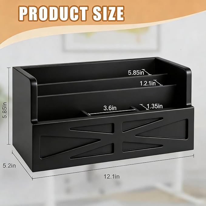 Mail Organizer Countertop, Wood Mail Holder Sorter - Image 8