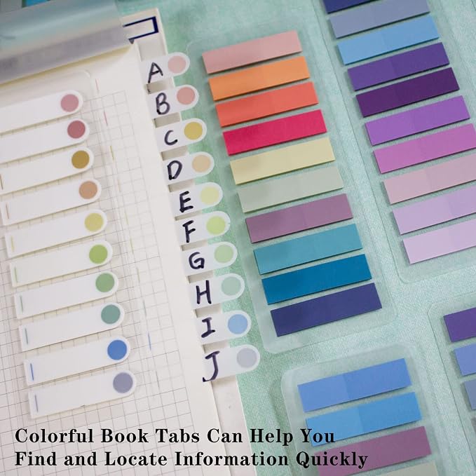 ELII 1600pcsTabs Page Markers Morandi Sticky Index Tabs, Transparent Sticky - Image 6