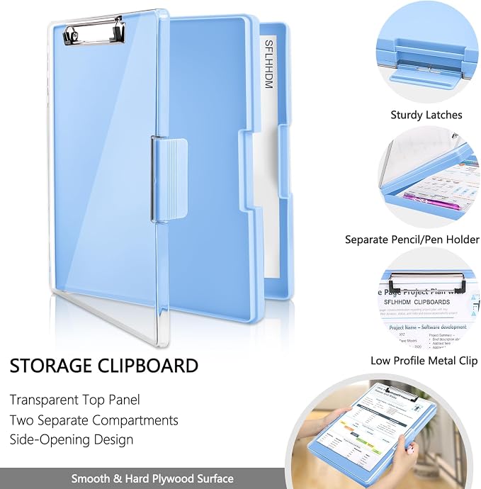 SFLHHDM Clipboard with Storage, Heavy Duty Clip Boards 8.5x11 with 2 Storage - Image 4