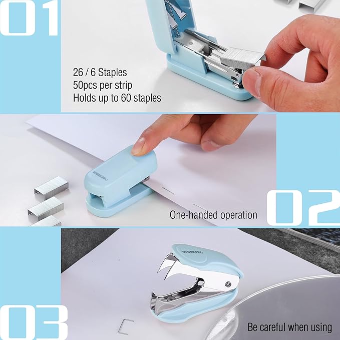 WORKPRO Mini Stapler with Staples, One Staple Remover, 2000 Standard Staples - Image 5