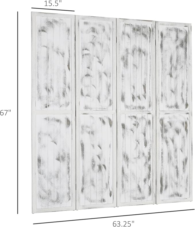 NicBex Room Divider 4 Panel Room Dividers with Whitewashed Surface Partition Room Dividers and Folding Privacy Screens 5.5 FT Wall Divider for Office, Room Separation,63.25"W x 0.75"D x 67"H, White-DeskLoop Office